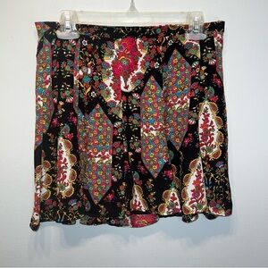Show Me Your Mumu Mini Skirt Womens Large Colorful Paisley Skater Flare Festival